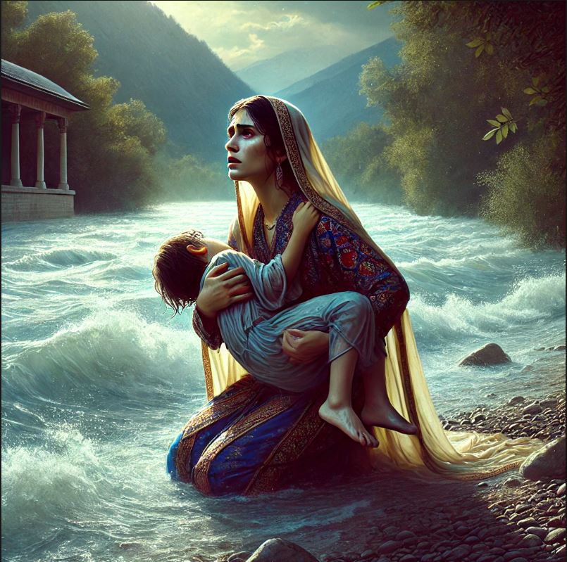 حکایت مادری که فرزندش در آب افتاد